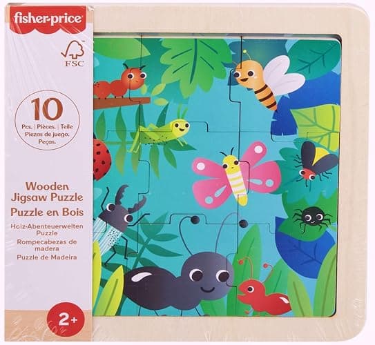 Fisher-Price Wooden Jungle Friends Puzzle Baby Toy for Kids 2 Years and Up - Image 1