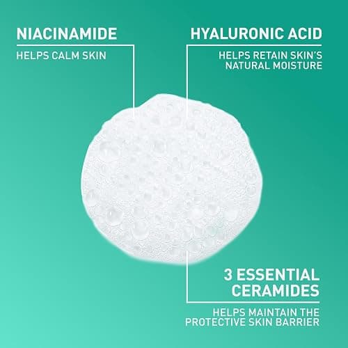 CeraVe Foaming Facial Cleanser, Daily Face Wash for Oily Skin, Hyaluronic Acid + Ceramides + Niacinamide, Fragrance Free, Non-Drying Oil Control Face Wash, 16 Fluid Ounces thumbnail 3