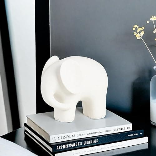 FUNSXBUG Abstract Elephant Statue Art Sculpture Figurine Collectible Gift Idea Home Decor Desktop Room Decoration Ceramics (Small) thumbnail 4