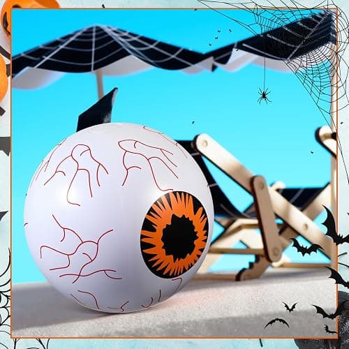 Vertintong 6 Pcs Summer Halloween Inflatable Beach Balls 14 Inch Halloween Pumpkin Ghost Pool Floats Plastic Jack O Lantern Party Decoration for Summer Yard, Garden, and Lawn Decorations thumbnail 4
