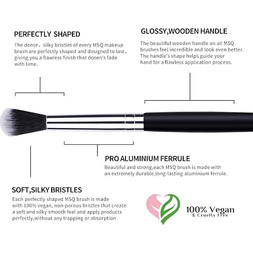 MSQ Eye Makeup Brushes 8pcs Eyeshadow Makeup Brushes Set with Soft Synthetic Hairs & Real Longer Wood Handle for Eyeshadow, Eyeliner, Blending, Lip(Black)… thumbnail 6