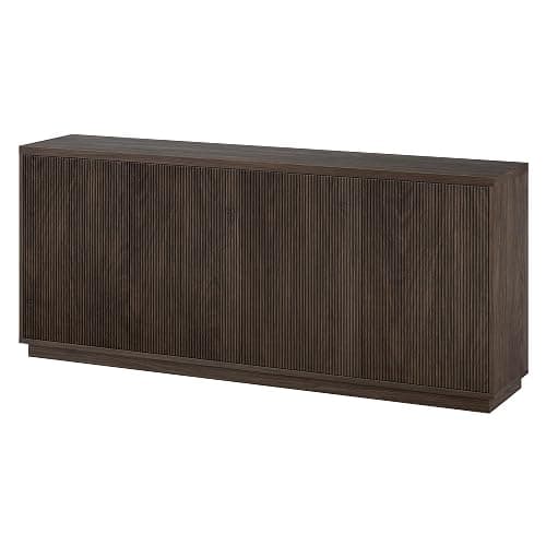 Henn&Hart 68" Fluted Sideboard Buffet Cabinet, Modern Ribbed Wooden Credenza with 4 Doors, Adjustable Shelves, and Cable Management Cut-Outs for Dining Room, Living Room or Entryway, Warm Brown thumbnail 8