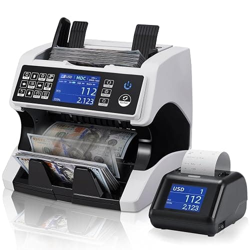 MUNBYN Bank Grade Money Counter Machine Mixed Denomination with External Display+Printer in One, Value Counting, Serial Number, Multi Currency, 2CIS/UV/IR/MG/MT Counterfeit Detection, 2Y Manufacturer thumbnail 2