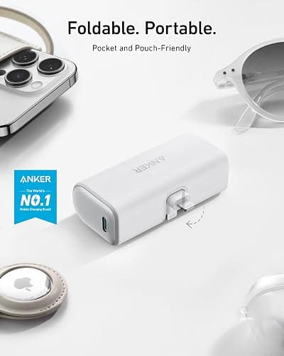 Anker Nano Portable Charger for iPhone, with Built-in MFi Certified Lightning Connector, Power Bank 5,000mAh 12W, Compatible with iPhone 14/13/12 Series (White) thumbnail 3
