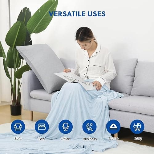 HOMFINE Cooling Blankets for Hot Sleepers - Summer Blanket Thin Lightweight Breathable Soft Double Side Enhanced Cooling for Bed Couch Sofa, Keep Cool for Night Sweats (Light Blue, 50 x 70 inches) thumbnail 5