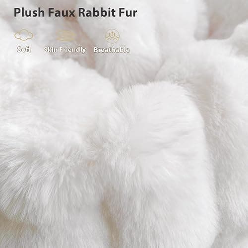 LIFEREVO Fluffy Faux Rabbit Fur Body Pillow Cover, Luxury Bubble Waffle Shaggy Plush Bed Body Pillowcase with Zipper Closure, Long 20"x54" Fuzzy Furry Pillow Case for Adults Kids Girls Teens, White thumbnail 4