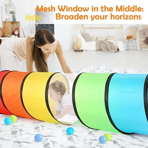 Kids Play Tunnel Tent for Toddlers, Colorful Pop Up Crawl Tunnel Toy for Baby or Pet with Breathable Mesh, Collapsible Gift for Boy and Girl Play Tunnel Indoor and Outdoor Game thumbnail 5