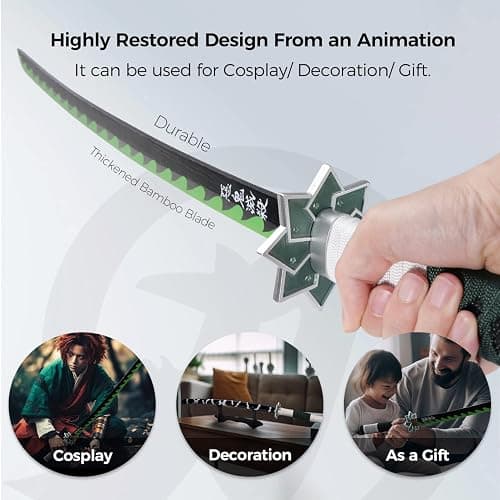 Cold Blade Demon Katana - 41 Inch Anime Replica with Belt and Stand - Durable Sword Perfect for Cosplay - Nichirin Sword with Authentic Design thumbnail 2