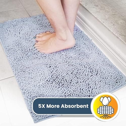 Muddy Mat® AS-SEEN-ON-TV Highly Absorbent Microfiber Door Mat and Pet Rug, Non Slip Thick Washable Area and Bath Mat Soft Chenille for Kitchen Bathroom Bedroom Indoor and Outdoor - Baby Blue 18"X28" thumbnail 3
