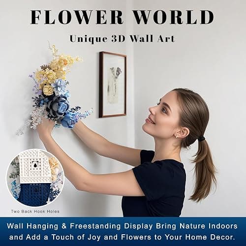 Loyratche Blue Moon Flower Building Set, Botanical Collection Crescent-Shaped Artificial Flowers Building Blocks Kit Compatible with Lego for Adults Home Décor Wall Art Decoration thumbnail 5