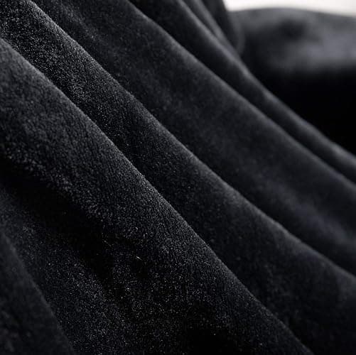 TASTHROW Large Flannel Fleece Throw Blanket, 50×70 Inch - Cozy Lightweight Thick Blanket - All Seasons Suitable for Women, Men and Kids (Black) thumbnail 5