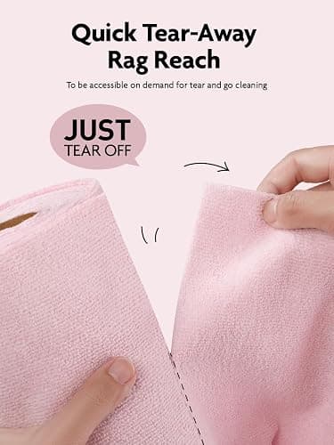 Fantasticlean Mikrofaser Reinigungstuch Rolle - 20 Stück x 2, Abreißbare Putztücher mit 300 GSM, Wiederverwendbare Fusselfreie Lappen Geschirrtücher 25x25cm, Rosa & Kaltgrau thumbnail 3