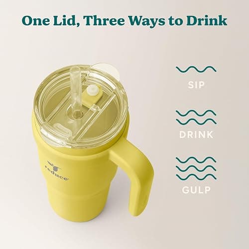 Reduce 24 oz Stainless Steel Tumbler with Handle - Dual-Wall Vacuum Insulated Travel Mug, Sweat-Proof Lid & Reusable Straw - Keeps Drinks Cold for 24 Hrs, Fits Cupholders, Dishwasher Safe -Pina Colada thumbnail 5