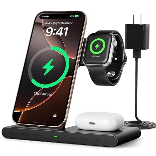 RYND 2025 Travel Portable Wireless Fast Charger for Apple & Android Charging Station,3 in 1 Charging for iPhone17 16 15 14 13 12,Apple Watch Series & Air pods 4 3 2 Pro,Samsung Galaxy - Image 1