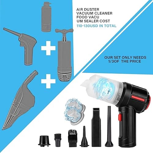 Meudeen Air Duster - Computer Vacuum Cleaner - for Keyboard Cleaning- Cordless Canned Air- Powerful - Energy-Efficient(Air-01) - Black thumbnail 6