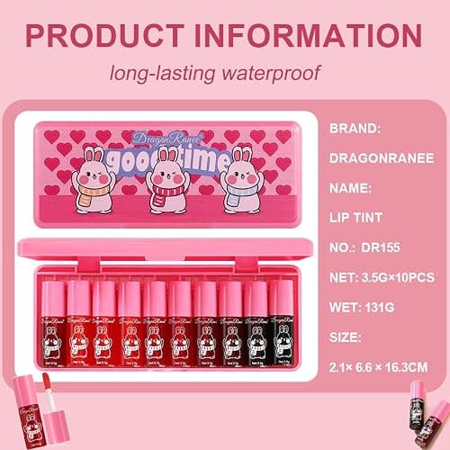 10 Colors Lip Tint Stain Set,Korean Lip Gloss,Watery Lip Stain Mini Liquid Lipstick Waterproof,Moisturizing Lip Stain Set Multi-Use Lip and Cheek Tint,Non-Stick Cup,Lightweight,Vivid Color Lip Makeup thumbnail 7