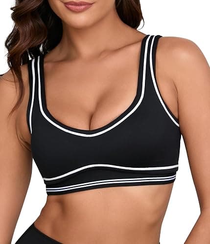 Move With You Women Sweetheart Padded Sports Bra- Workout Fitness Square Neck Low Back Yoga Bra - Image 1