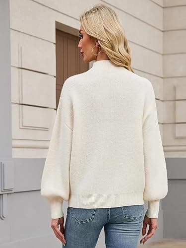 Libsorge Womens Oversized Cute Checkered Sweater Fall 2025 Trendy Preppy Chunky Knit Mock Neck Long Sleeve Pullover Sweaters thumbnail 3
