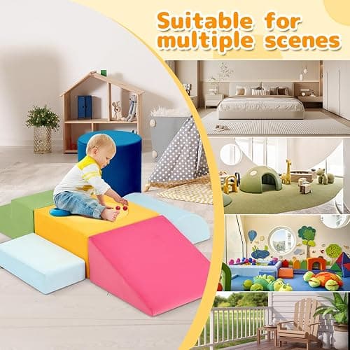 Edbuosy Toddler Climbing Toys Indoor, 7-Piece Colourful Foam Climbing Blocks, Soft Play Climbing for Toddlers, Modular Crawling & Sliding Play Set for Toddlers 1-3 Years Old thumbnail 6