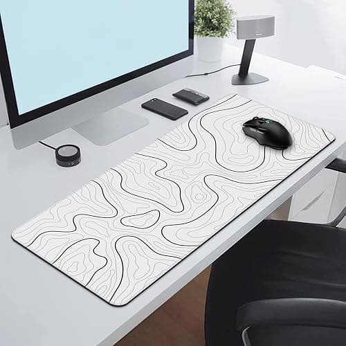 Rcege Large Mouse Pad for Desk - Gaming Mouse Pad with Stitched Edges, Anti-Slip Base for Keyboard and Mouse(White Line, 31.5L x 15.8W inches) thumbnail 7