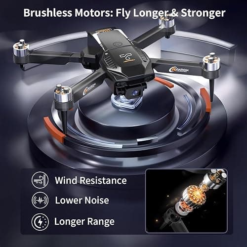 Drone with Camera for Adults, 1080P HD Drones with LCD Screen Controller with 8GB SD Card, Brushless Motors Quadcopter for Beginners, Stable Hover, Waypoint Fly, One-Key Takeoff/Landing, Portable Drone for Kids thumbnail 4