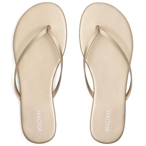 KIDMI Women's Thong Flip Flops, Memory Foam Vegan Leather Flats Sandals | Soft Flexible Straps Casual Summer Beach Minimalist Sandals for Travel, Walking and Daily Wear thumbnail 5