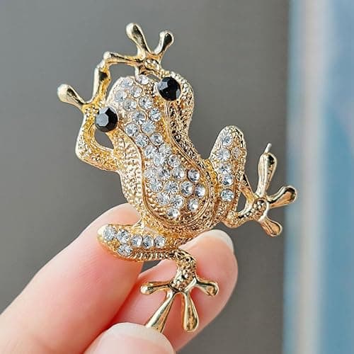 Cute Frog Enamel Pin Brooch for Women Green Animal Jewelry Accessories Frog Costume Christmas Pin thumbnail 4