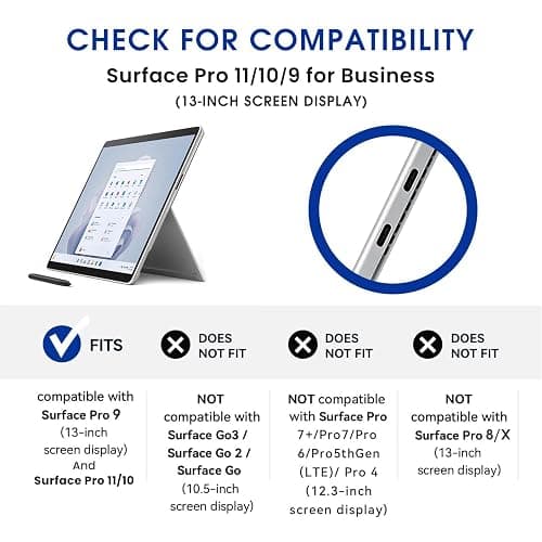 Omnpak Microsoft Surface Pro 11/10/9 Case, Lightweight Protective, Multiple Angle, Stylus Holder, Designed for Surface 11th Edition AI 2024/Pro 9 5G 13" 2022, Compatible with Type Cover Keyboard thumbnail 8