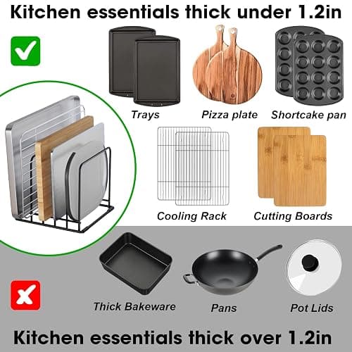 5-Tier Cutting Board Organizer Rack, Kitchen Storage & Organization Accessories for Cutting Boards, Baking Sheets, Trays, Space-Saving Kitchen Cabinet & Pantry Organizer, Rust-Resistant Metal - Black 1 pack thumbnail 4