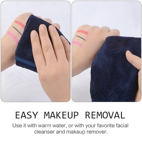 SINLAND Microfiber Facial Cloths Fast Drying Washcloth 12inch x 12inch (6pack, Navy Blue) thumbnail 3