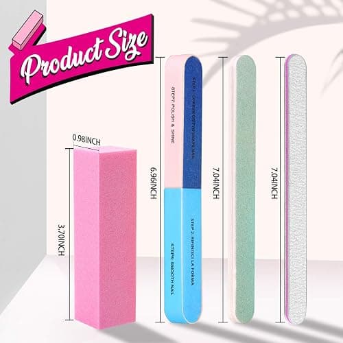 FANDAMEI Nail File and Buffer, Professional Manicure Tools Kit. 8PCS Rectangular Nail Buffer Block, 8PCS Nail File, 2PCS 7 Way Nail File & 2PCS Nail Polishing Buffer. Nail Care File Buffer Tool thumbnail 2