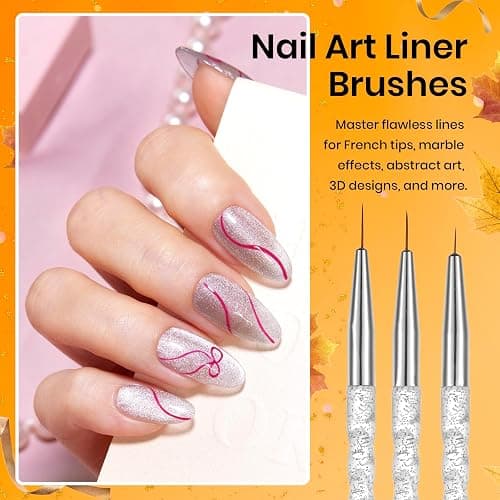 Beetles 31pcs Nail Art Brushes, Dotting Tools, Nail Art Pens, Dust Brush, Striping Liner Fingernail Drawing Pens with Palette Holder All in One for Starter Manicure Design Set thumbnail 3