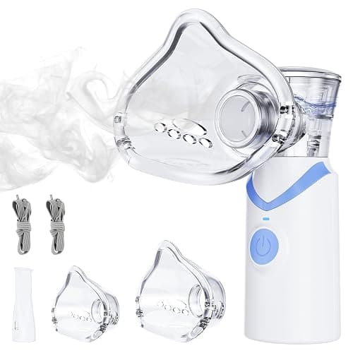 Portable Handheld Mesh Nebulizer – 3 Modes (Adult/Child/Auto-Clean), Ultra-Quiet <20dB, 800mAh Rechargeable, Fine Mist for Comfortable Use Spacer OTC (Blue) - Image 1
