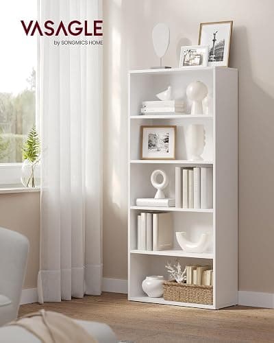 VASAGLE 5-Tier Bookshelf, Storage Organizer, 23.6 x 9.4 x 52.8 Inches | Particleboard and MDF, for Home Office, Cloud White, CUSTOS Collection ULBC165T14 thumbnail 2