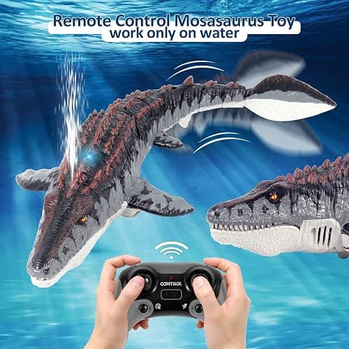 fromeasy Mosasaurus Dinosaur Toys, Upgrade Remote Control Water Toy, Pool Toys for Kids Ages 4-8, RC Dino with Light and Spray Water for Swimming Bath Lake Ocean Christmas Birthday Gift thumbnail 7