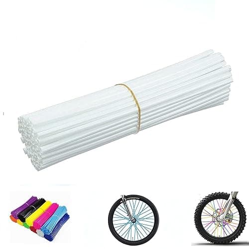 PPXIONG Spoke Skins Spoke Covers: 8-21 inch Rims Protector & Decoration for Dirt Bike | Bike | Bicycle | Wheelchair | Motorcycle - 72Pcs - white