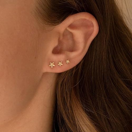 VRIUA 20G Tiny Flat Back Earrings for Women - 14K Gold/Silver Plated Small Flat Back Stud Earrings Hypoallergenic Cartilage Helix Piercing Jewelry thumbnail 5
