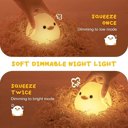 UNEEDE LED Cute Bean Duck Night Light, DoDo Duck Silicone Nursery Night Light Rechargeable Table Lamp Bedside Lamp with Touch Sensor for Bedrooms, Living Room thumbnail 2