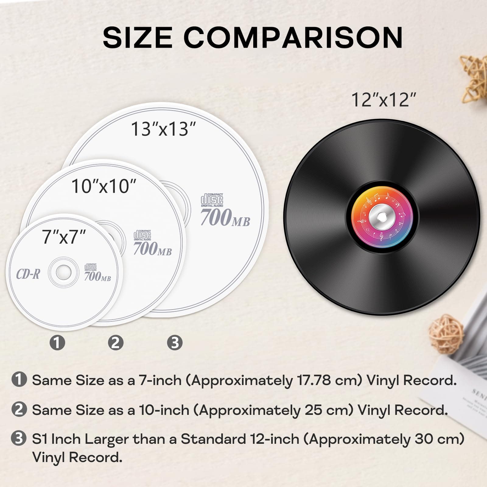 CD Mirror 13x13 Inch, Cool Music Room Decor, Y2K Wall Decor, Funky Home, Nostalgic Silver Acrylic, Vinyl Retro, Creative Gift thumbnail 5