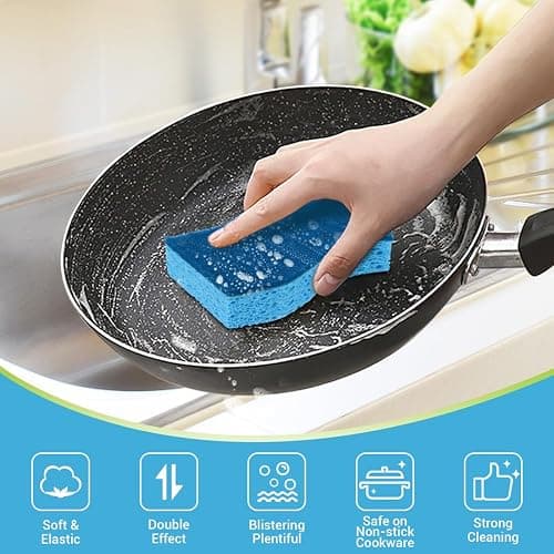 AIDEA Non Scratch Scrub Sponge-24Count, Sponges Kitchen, Sponges for Dishes | Cleaning Sponge, Cleans Fast Without Scratching, Stands Up to Stuck-on Grime, Cleaning Power for Kitchen, Household thumbnail 2
