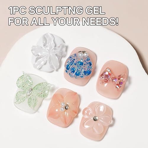 MIZHSE Clear 3D Skulptur Nail Gel, 3D Gel Nail Art für Modellierung, Clear Skulptur Nagel Glue Non Stick Hand, Rhinestone Glue für Nails Art mit Silikon Nagel Pinsel, DIY Maniküre Werkzeug 30g 1PC thumbnail 2