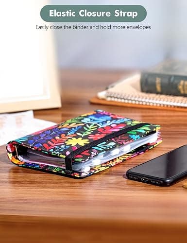 A6 Budget Binder for Money Saving, PU Leather Budget Planner with 8 Cash Envelopes, Budget Sheets & Rose Gold Category Stickers, Money Organizer for Cash (Floral) thumbnail 5