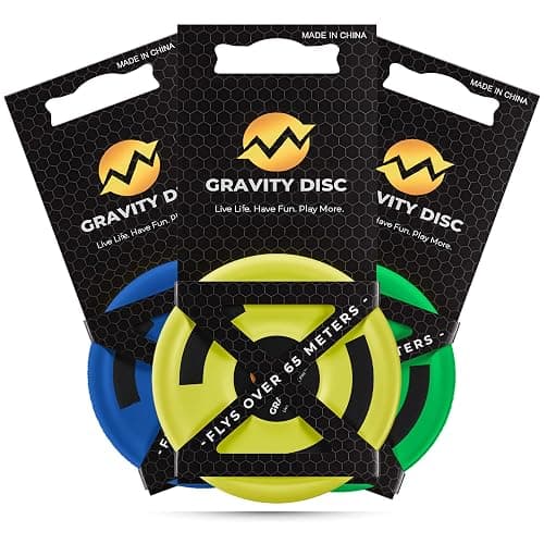 Gravity Disc Mini Frisbee - 3 Pack (Blue, Yellow, Green) Pocket Flying Discs - Disc Golf Accessories, Ultimate Frisbee, Trick Shots - Fun Outdoor Gifts for Camping, Travel, Yard Games - Image 1