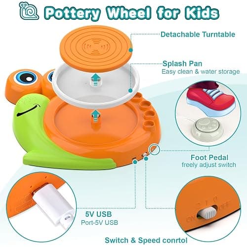Pottery Wheel for Kids-Complete Pottery Painting Kit Arts and Crafts for Kids Ages 8-12, Clay Sculpting Tools with 1.7lb Air Dry Clay, Birthday Christmas Gifts Toys for Boy Girls Age 6 7 8 9 10 11 12 thumbnail 3