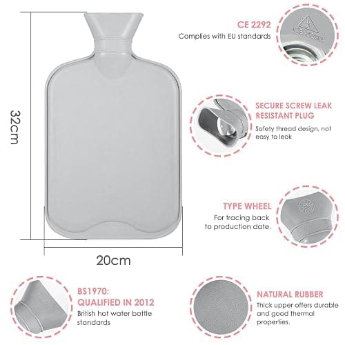 BOLEi Hot Water Bottle with Luxury Cosy Faux Fur Cover,2L Leakproof Large Hot Water Bag for Neck,Shoulder,Hand Feet Warmer,Gifts for Women,Men(Pink) thumbnail 2