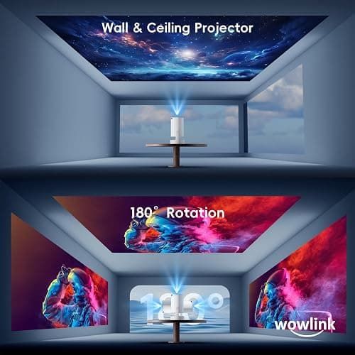 [Apps integradas & 2026 Upgraded] Mini Proyector con WiFi 6 Bluetooth 5.4 Support 4K 1080P Auto Keystone 180° Rotable Proyector Portátil Compatibile con HDMI/TV Stick/Memory Stick/Laptop, Blanco thumbnail 5