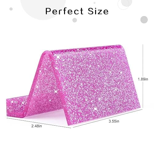 Rouidr Business Card Holder for Desk, 3 Pack Acrylic Business Card Holder Display for Office Desktop, School, Hotel Front Desk, Pink thumbnail 3