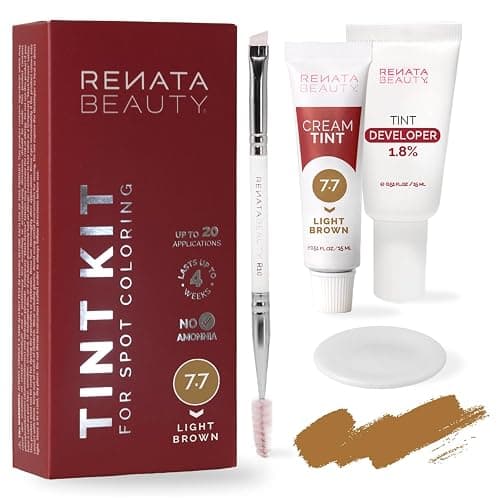 RB RENATA BEAUTY Tint Kit for Spot Coloring – Cream Hair Dye Kit with Developer and Application Brush, Covers Gray Hairs, Smudge-Proof, Long-Lasting Up to 4 Weeks, 20 Applications [Light Brown] - Image 1