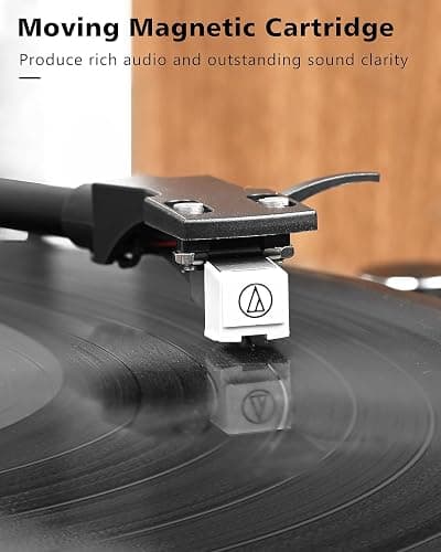 Record Player Vinyl Bluetooth Turntable with 36 Watt Stereo Bookshelf Speakers, Hi-Fi System with Magnetic Cartridge, USB Recording and Auto Stop thumbnail 3