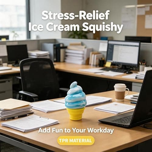 Ice Cream Cone Squishy-Slow Rising Stress Relief Toy, IceCreamSummer Toy. | ice cream cone rising squishy . Portable pocket size, lovely desk decor and ideal summer holiday small gifts for all ages. thumbnail 5